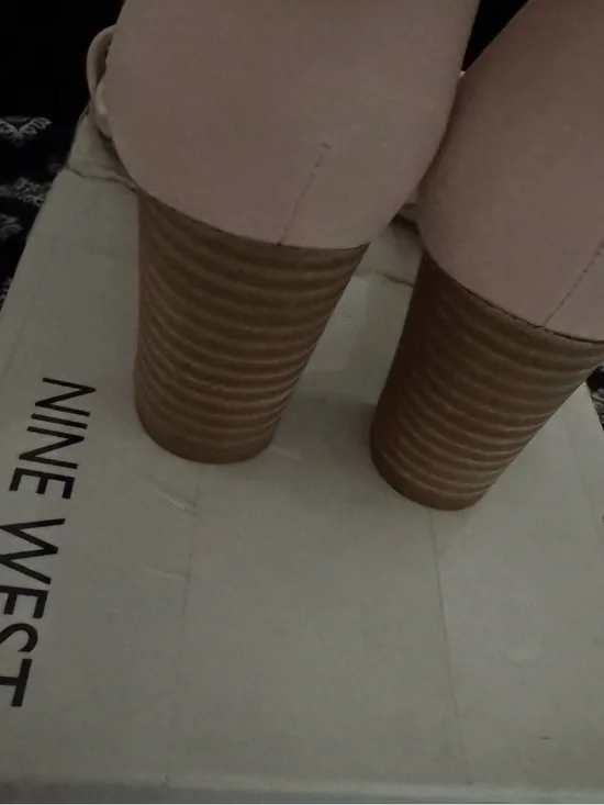 Nine West Blush Pink Block Heel Sandals with Ankle Strap - Picture 4 of 5